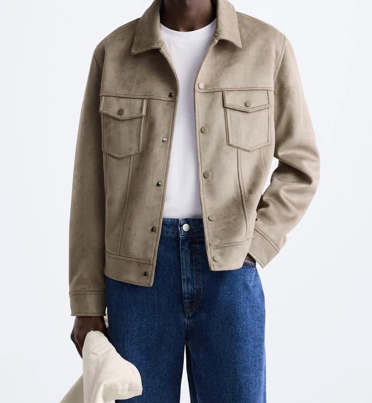 Blouson en matière synthétique - Marron – Image 8