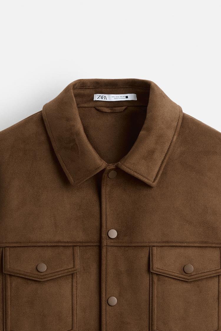 Blouson en matière synthétique - Marron – Image 3