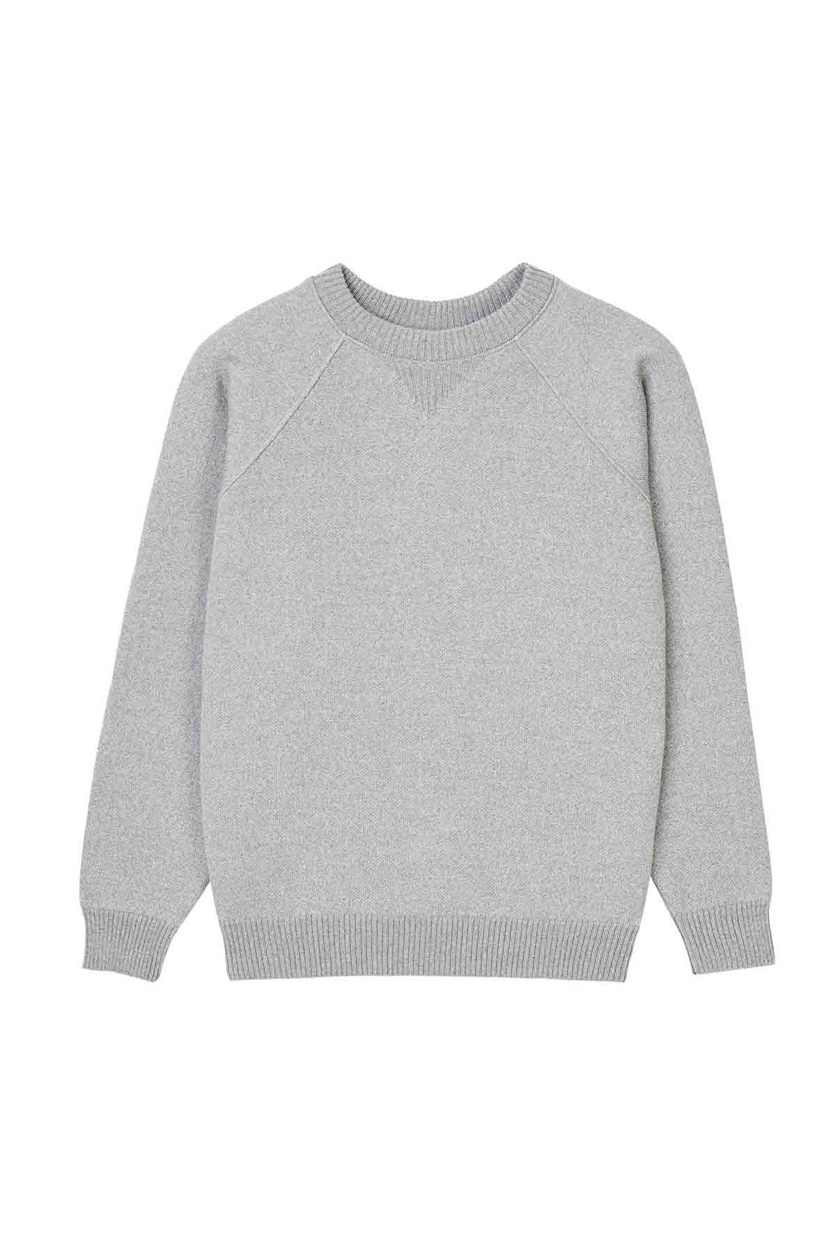 Sweat gris chiné en laine mérinos pour femme – Image 4