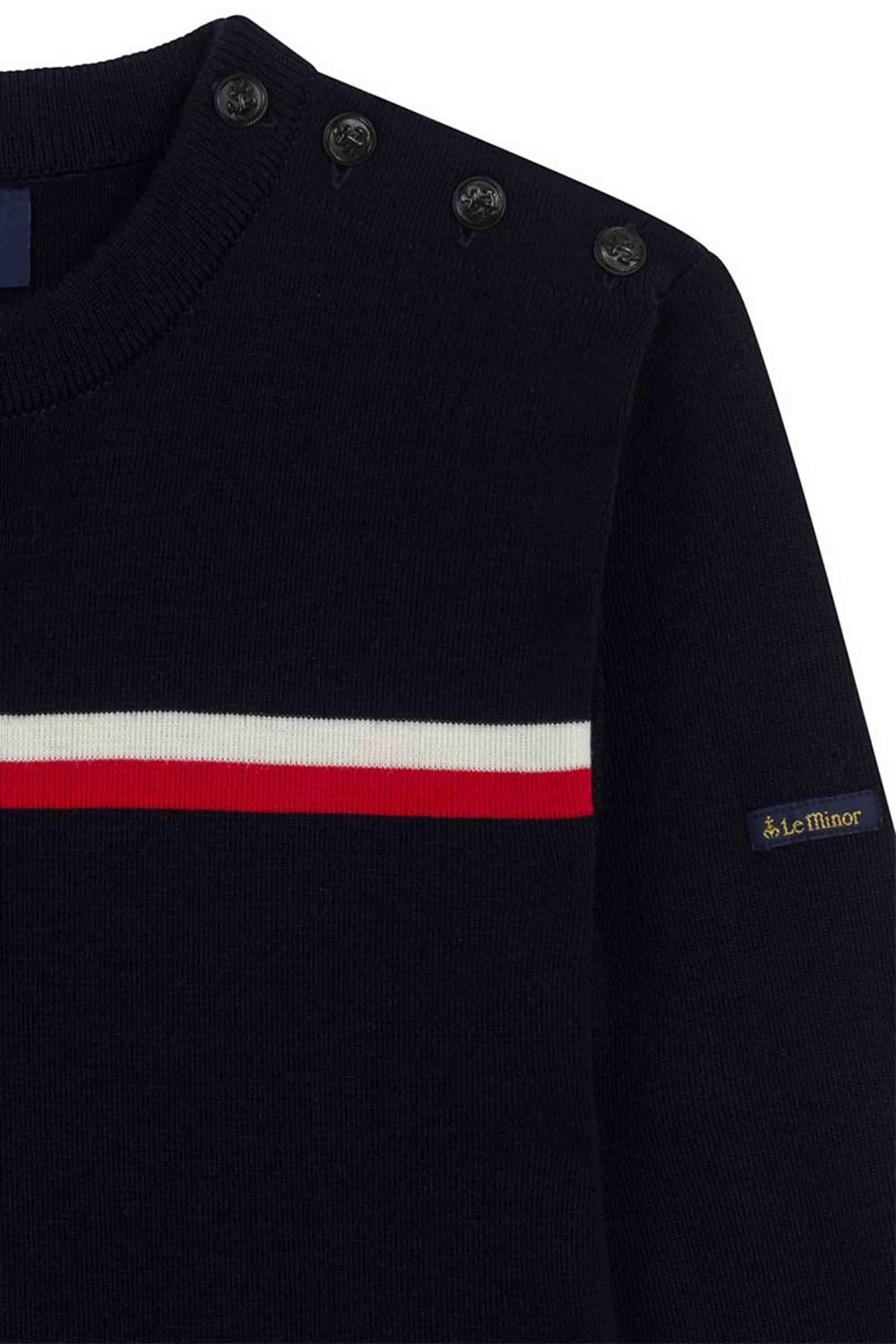 Pull Marin en laine mérinos bleu marine avec rayure pour Femme – Image 5