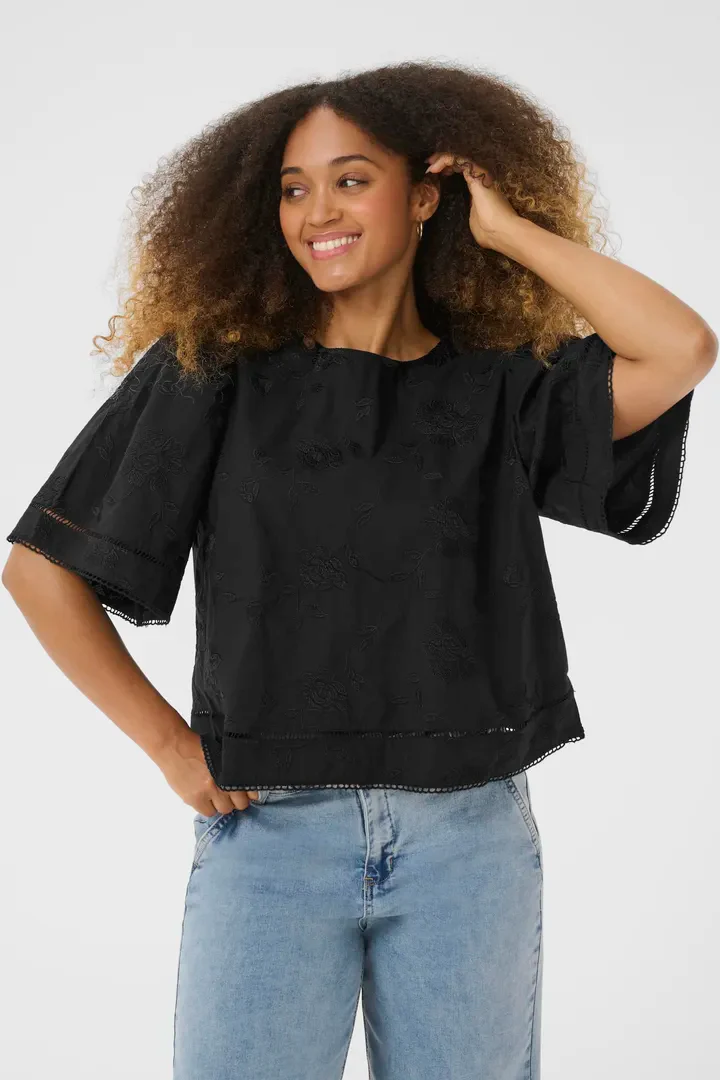 Blouse à motif floral brodé, dans un jeu de ton sur ton Anais – Image 3