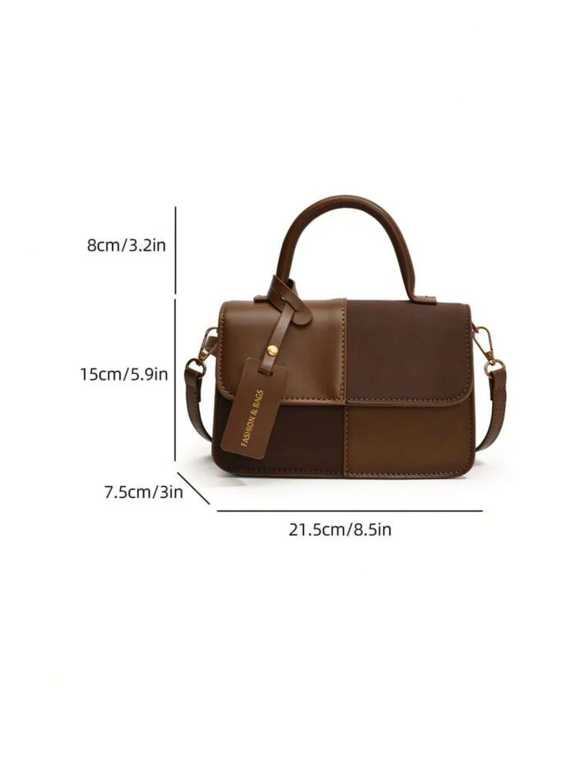 Sac à motif carreaux - Marron – Image 3