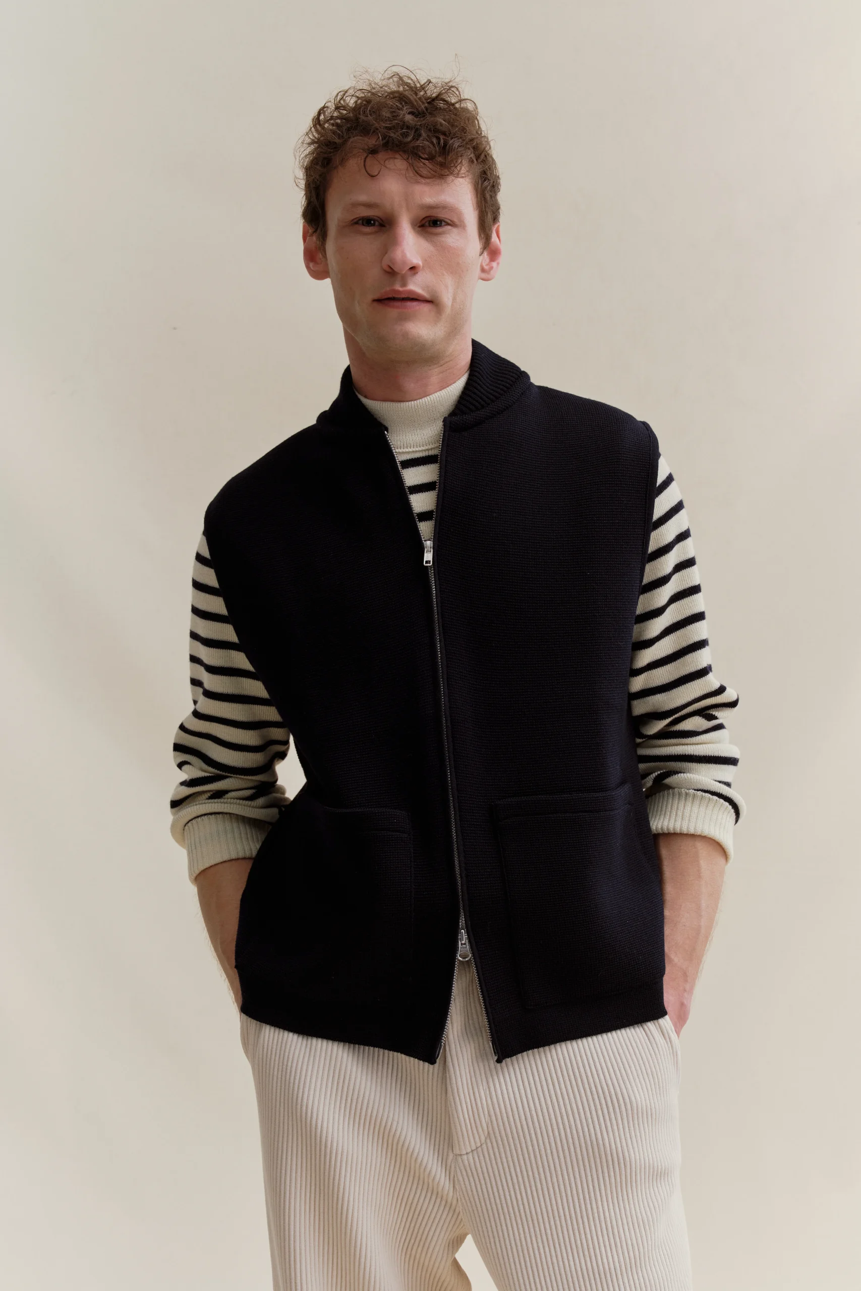 Gilet zippé marine Milano pour homme – Image 5