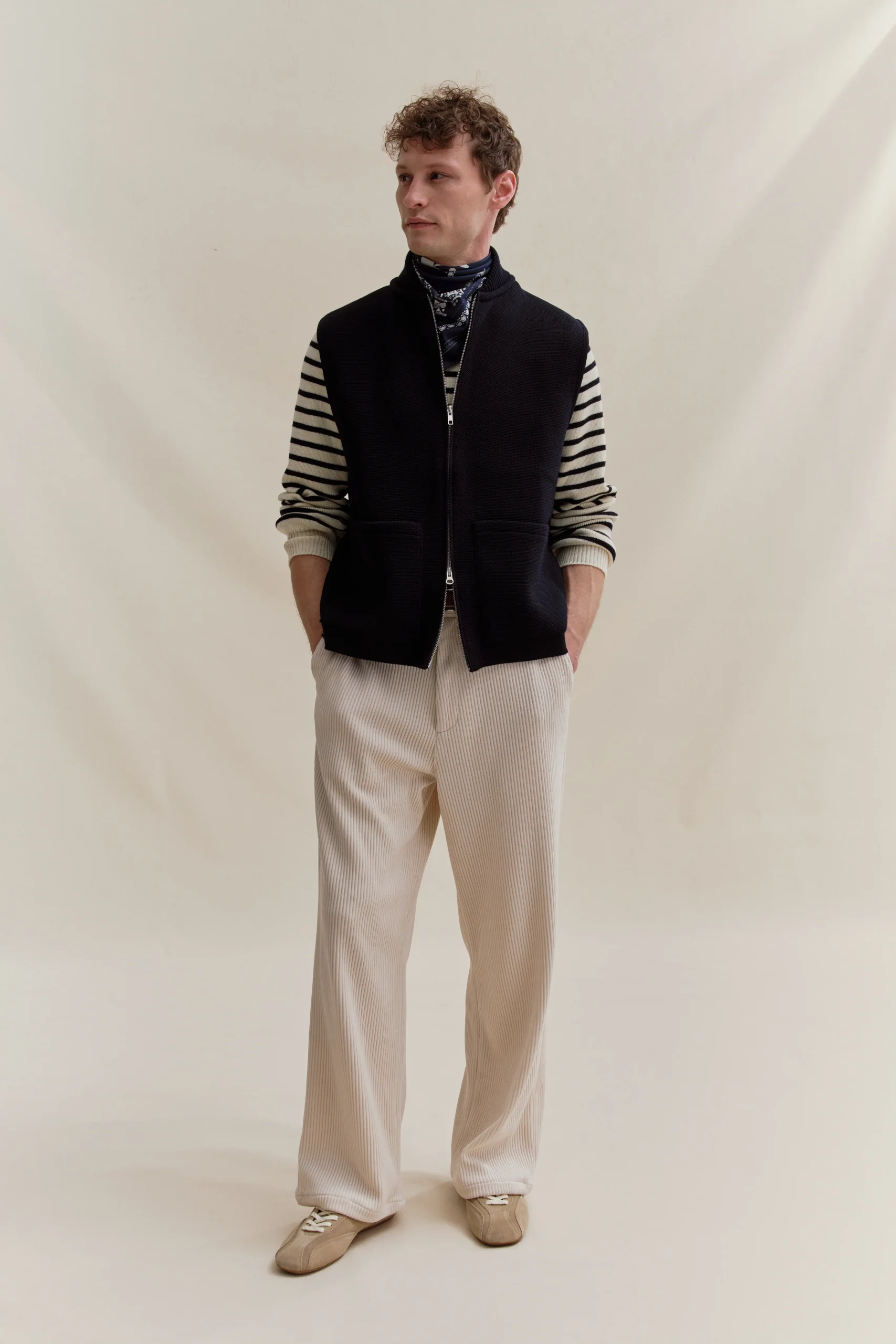 Gilet zippé marine Milano pour homme – Image 8