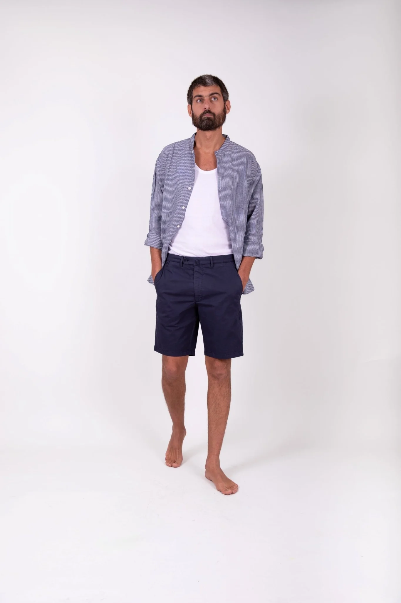 Bermuda William BDA chino en gabardine de coton stretch marine – Image 2