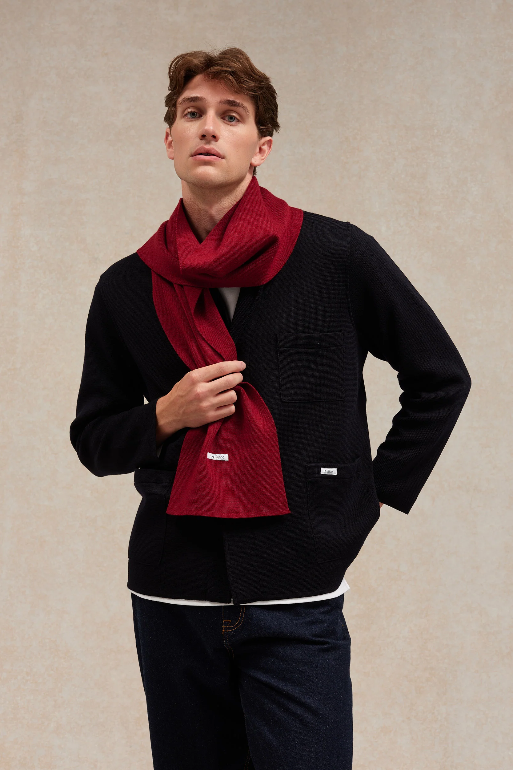 Écharpe fine mixte bordeaux en maille Milano – Image 5