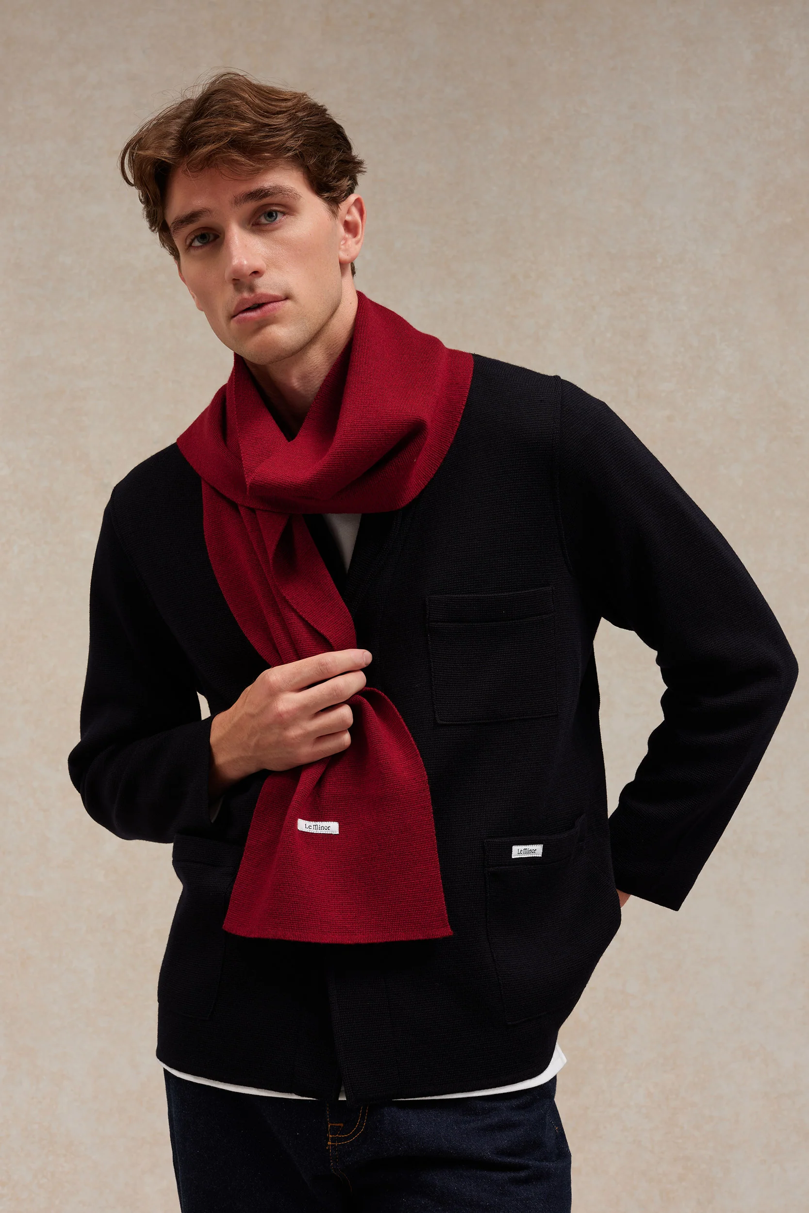 Écharpe fine mixte bordeaux en maille Milano – Image 4