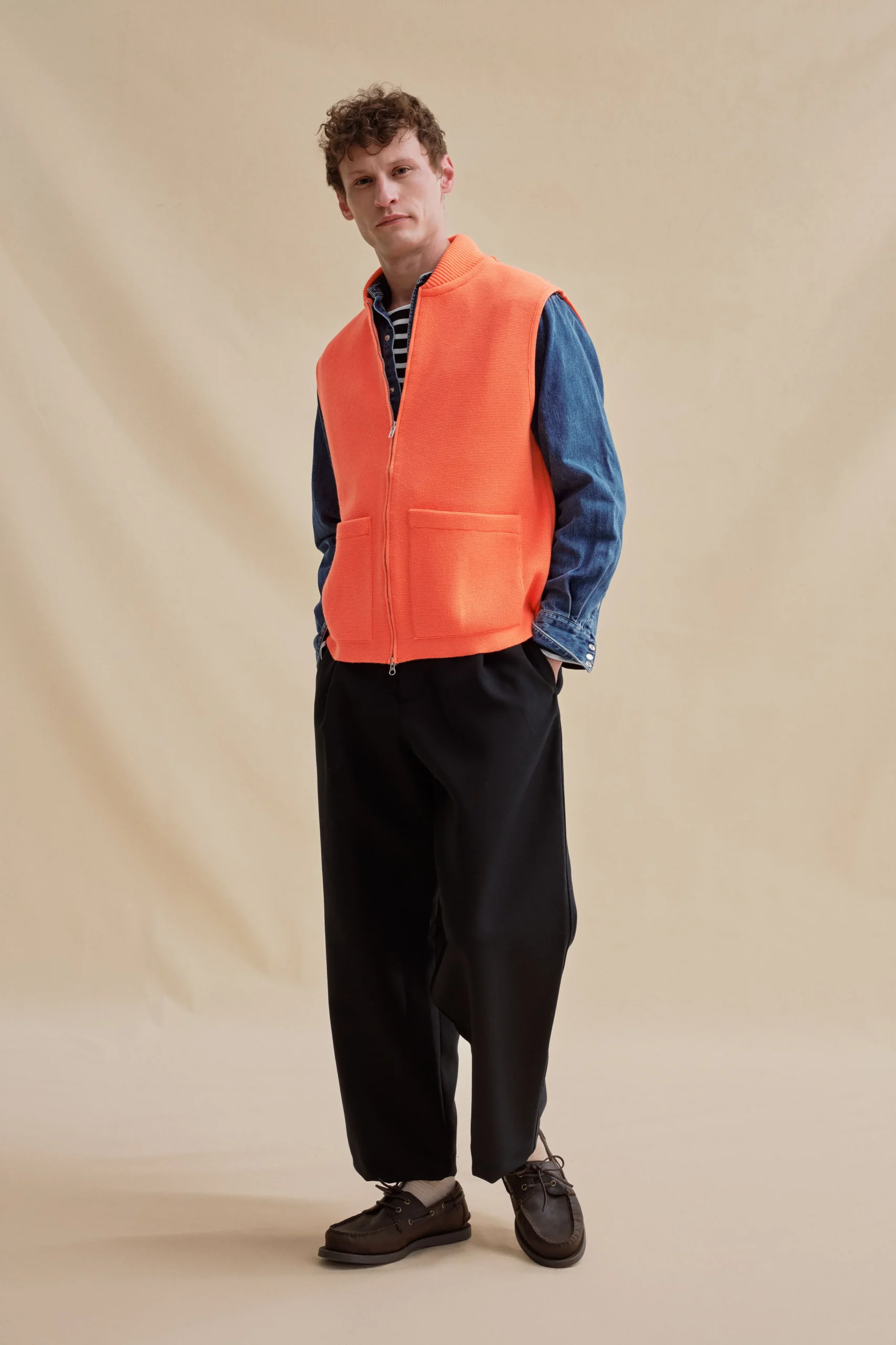 Gilet zippé orange Milano pour homme – Image 6