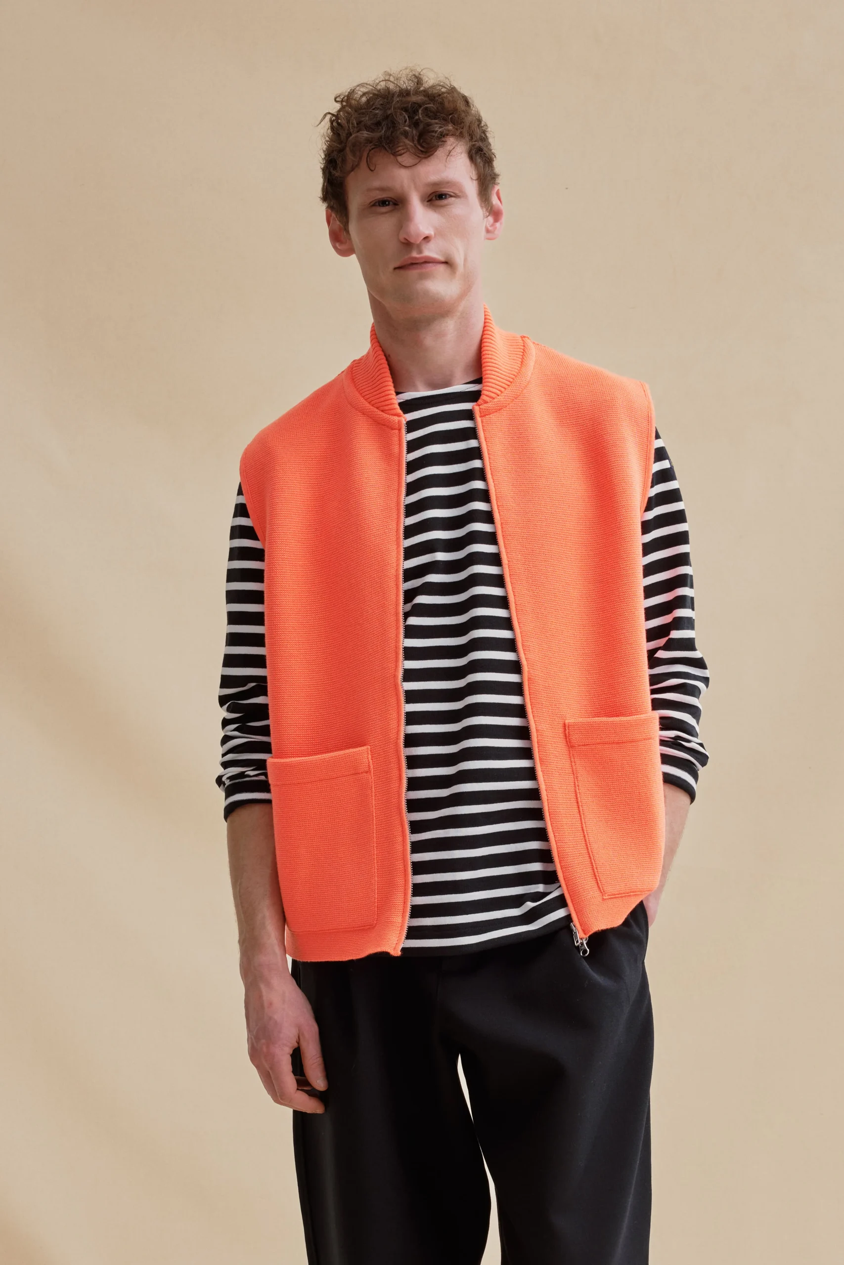 Gilet zippé orange Milano pour homme – Image 4