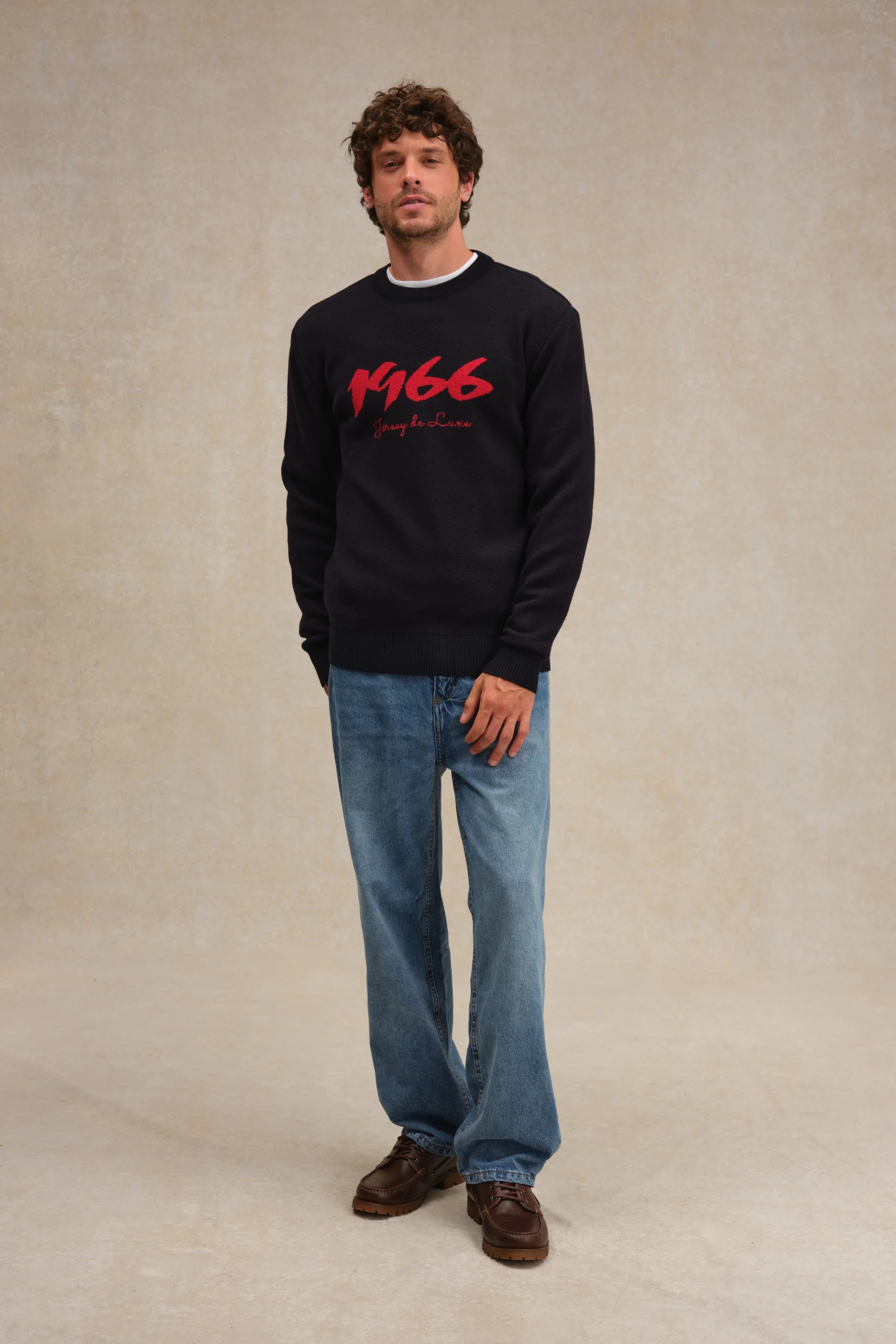 Pull marin 1966 marine et rouge pour homme – Image 3