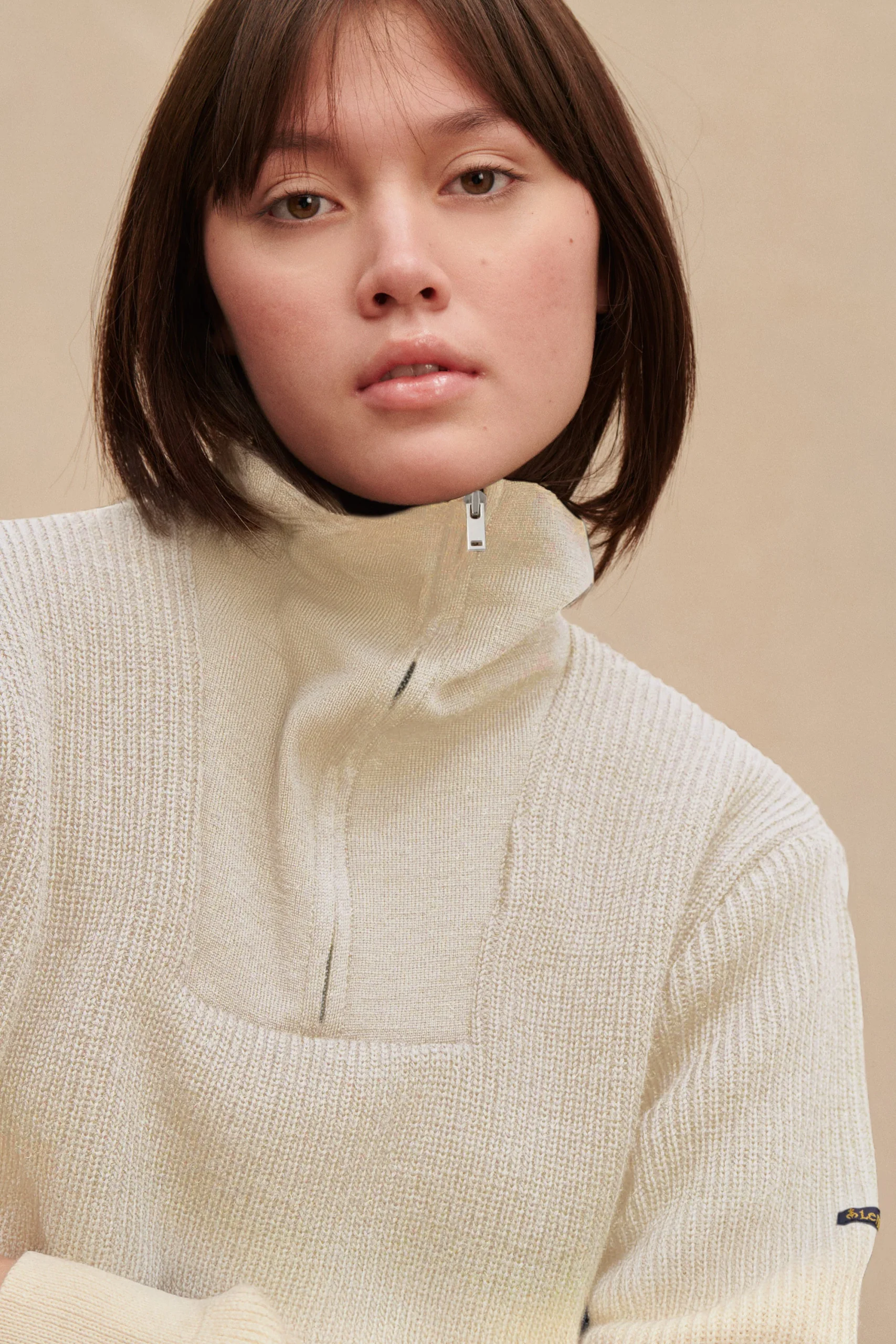 Pull camionneur écru en laine vierge pour femme – Image 3