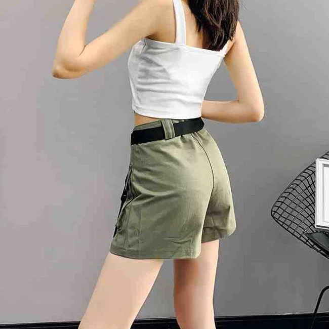 SHORT CARGO FEMME KAKI COURT SANGLES – Image 2